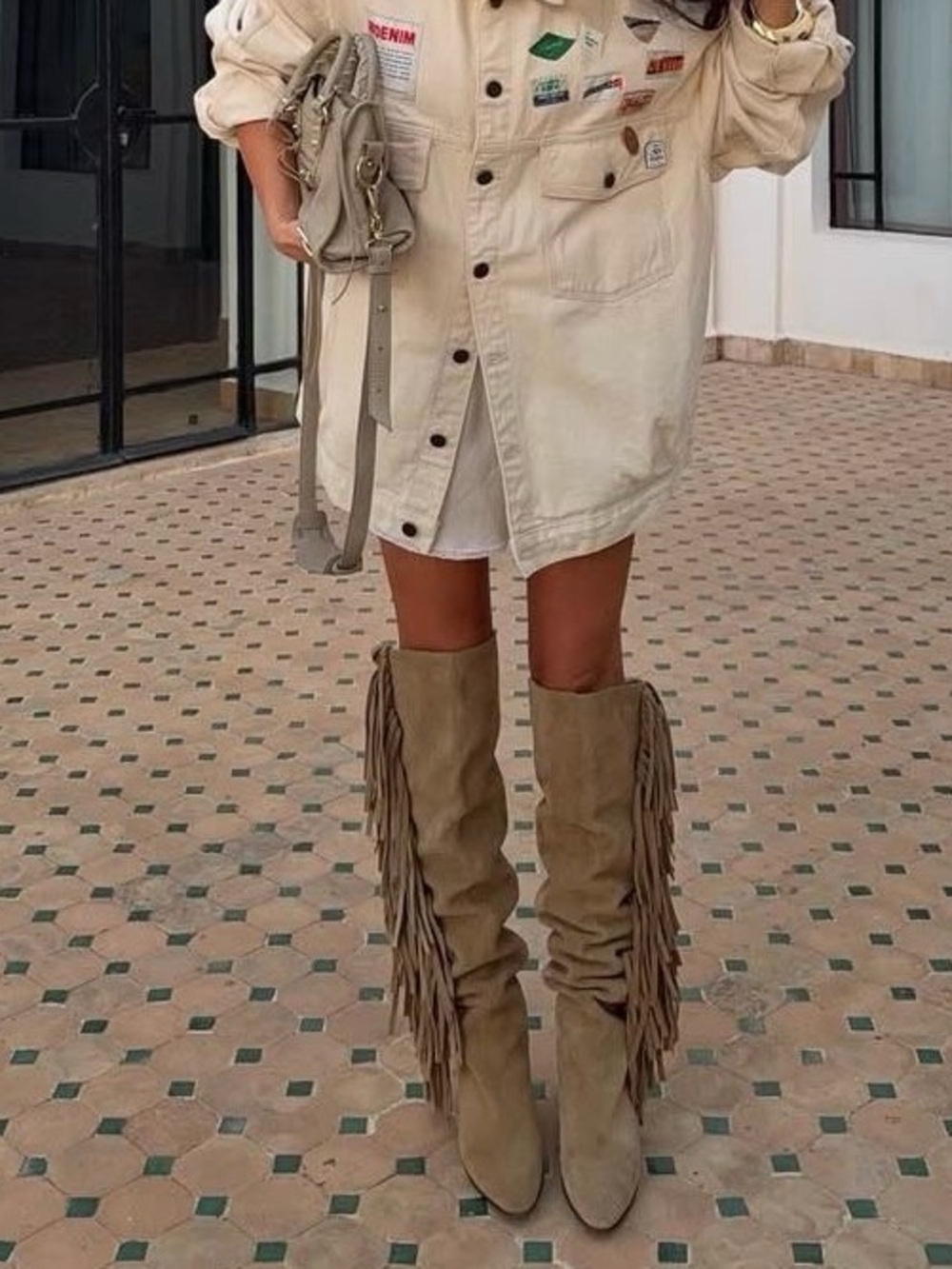New in Box Vince Camuto Taupe Fringe Suede Knee-High Boots